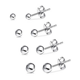 Sterling Silver Ball Stud Earring Set